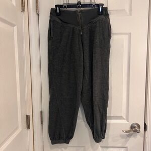 Aerie Charcoal Gray Fleece Jogger Pants Zipper Waist Elastic Cuffs Lounge Wear